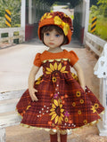Autumn Sunflower - dress, hat, socks & shoes for Little Darling Doll
