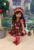 Autumn Sunset - dress, hat, tights & shoes for Little Darling Doll or 33cm BJD