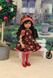 Autumn Sunset - dress, hat, tights & shoes for Little Darling Doll or 33cm BJD