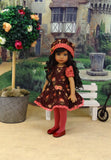 Autumn Sunset - dress, hat, tights & shoes for Little Darling Doll or 33cm BJD