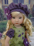 Autumn Violas - dress, beret, tights & shoes for Little Darling Doll or other 33cm BJD