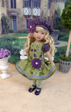 Autumn Violas - dress, beret, tights & shoes for Little Darling Doll or other 33cm BJD