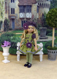 Autumn Violas - dress, beret, tights & shoes for Little Darling Doll or other 33cm BJD