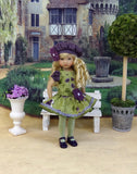 Autumn Violas - dress, beret, tights & shoes for Little Darling Doll or other 33cm BJD