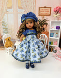 Bachelor Buttons - dress, hat, tights & shoes for Little Darling Doll or 33cm BJD