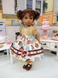 Bake Sale - dress & apron ensemble with tights & shoes for Little Darling Doll or 33cm BJD