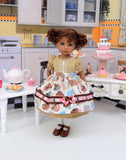 Bake Sale - dress & apron ensemble with tights & shoes for Little Darling Doll or 33cm BJD