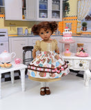 Bake Sale - dress & apron ensemble with tights & shoes for Little Darling Doll or 33cm BJD