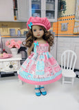 Bake Shoppe - dress, hat, socks & shoes for Little Darling Doll or 33cm BJD