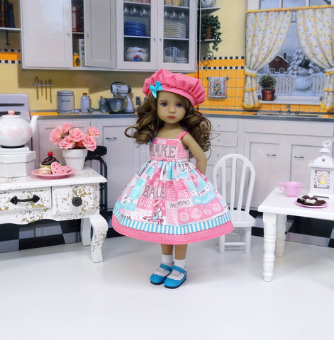 Bake Shoppe - dress, hat, socks & shoes for Little Darling Doll or 33cm BJD