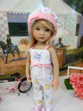 Barnyard - romper, hat, socks & tennis shoes for Little Darling Doll or 33cm BJD