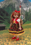 Bavarian Beauty - dirndl ensemble with tights & shoes for Little Darling Doll or 33cm BJD