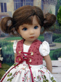 Bavarian Berries - dirndl ensemble with tights & boots for Little Darling Doll or 33cm BJD