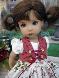Bavarian Berries - dirndl ensemble with tights & boots for Little Darling Doll or 33cm BJD