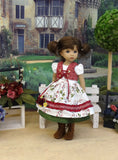 Bavarian Berries - dirndl ensemble with tights & boots for Little Darling Doll or 33cm BJD