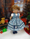 Bavarian Blue Spruce - dirndl ensemble with tights & boots for Little Darling Doll or 33cm BJD