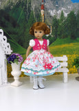 Bavarian Bluebird - dirndl ensemble with tights & boots for Little Darling Doll or 33cm BJD