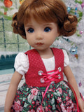 Bavarian Christmas - dirndl ensemble with tights & boots for Little Darling Doll or 33cm BJD