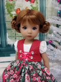 Bavarian Christmas - dirndl ensemble with tights & boots for Little Darling Doll or 33cm BJD