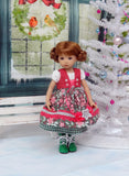 Bavarian Christmas - dirndl ensemble with tights & boots for Little Darling Doll or 33cm BJD
