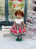 Bavarian Christmas - dirndl ensemble with tights & boots for Little Darling Doll or 33cm BJD