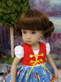 Bavarian Daisy - dirndl ensemble with tights & boots for Little Darling Doll or 33cm BJD