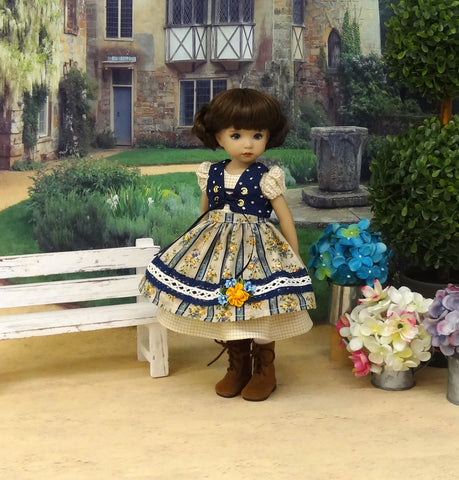 Bavarian Forest - dirndl ensemble with tights & boots for Little Darling Doll or 33cm BJD