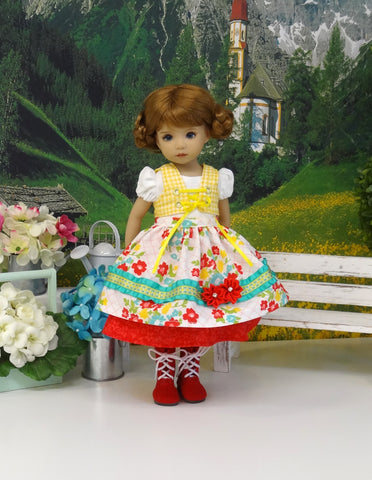 Bavarian Market - dirndl ensemble with tights & boots for Little Darling Doll or 33cm BJD