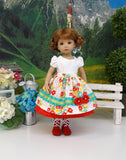 Bavarian Market - dirndl ensemble with tights & boots for Little Darling Doll or 33cm BJD