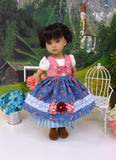 Bavarian Meadow - dirndl ensemble with tights & boots for Little Darling Doll or 33cm BJD
