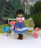 Bavarian Meadow - dirndl ensemble with tights & boots for Little Darling Doll or 33cm BJD