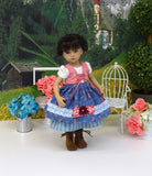 Bavarian Meadow - dirndl ensemble with tights & boots for Little Darling Doll or 33cm BJD