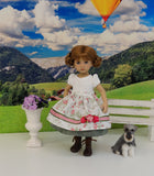 Bavarian Rose - dirndl ensemble with tights & boots for Little Darling Doll or 33cm BJD