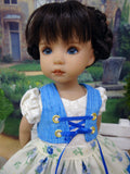 Bavarian Rose Garden - dirndl ensemble with tights & boots for Little Darling Doll or 33cm BJD