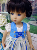 Bavarian Rose Garden - dirndl ensemble with tights & boots for Little Darling Doll or 33cm BJD