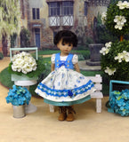 Bavarian Rose Garden - dirndl ensemble with tights & boots for Little Darling Doll or 33cm BJD