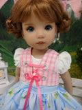 Bavarian Spring - dirndl ensemble with tights & boots for Little Darling Doll or 33cm BJD