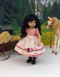 Bavarian Summer - dirndl ensemble with hat, tights & boots for Little Darling Doll or 33cm BJD