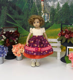 Bavarian Sunset - dirndl ensemble with tights & boots for Little Darling Doll or 33cm BJD