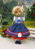 Bavarian Wildflowers - dirndl ensemble with tights & boots for Little Darling Doll or 33cm BJD