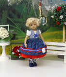 Bavarian Wildflowers - dirndl ensemble with tights & boots for Little Darling Doll or 33cm BJD