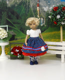 Bavarian Wildflowers - dirndl ensemble with tights & boots for Little Darling Doll or 33cm BJD