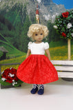 Bavarian Wildflowers - dirndl ensemble with tights & boots for Little Darling Doll or 33cm BJD