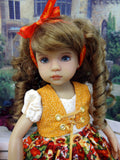 Bayreuth Pansies - dirndl ensemble with tights & boots for Little Darling Doll or 33cm BJD