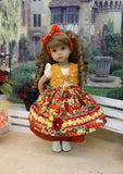 Bayreuth Pansies - dirndl ensemble with tights & boots for Little Darling Doll or 33cm BJD
