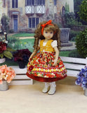Bayreuth Pansies - dirndl ensemble with tights & boots for Little Darling Doll or 33cm BJD