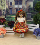Bayreuth Pansies - dirndl ensemble with tights & boots for Little Darling Doll or 33cm BJD
