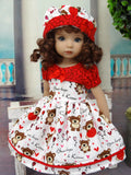 Bear Hugs - dress, hat, tights & shoes for Little Darling Doll
