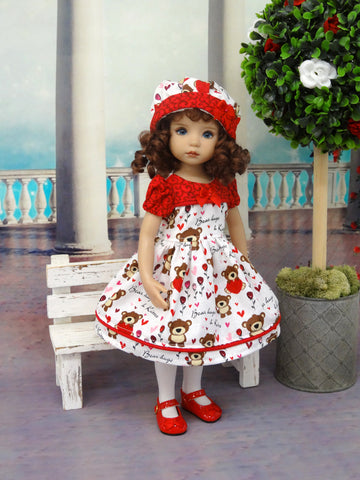 Bear Hugs - dress, hat, tights & shoes for Little Darling Doll