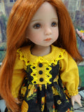 Bee Hive - dress, hat, tights & shoes for Little Darling Doll or 33cm BJD
